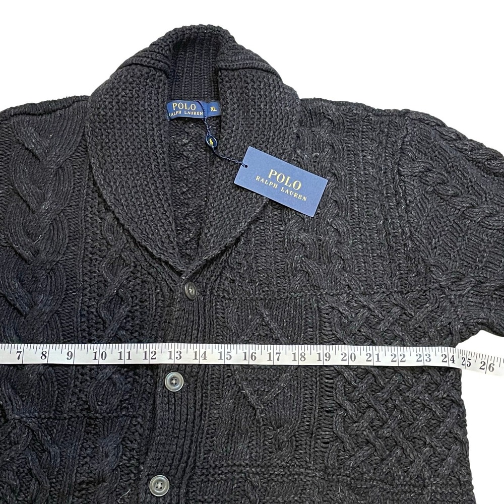 Polo Ralph Lauren Mens Cardigan Cable Knit Old Money Heritage Coastal XL Preppy - Picture 6 of 8